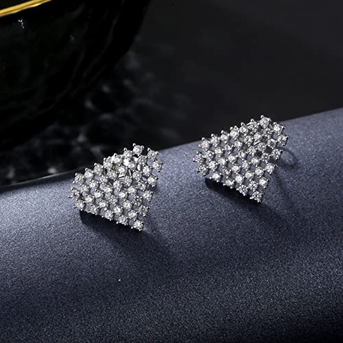 Conjunto de joyas para mujer que no se oscurece con pendientes de circonita blanca 6