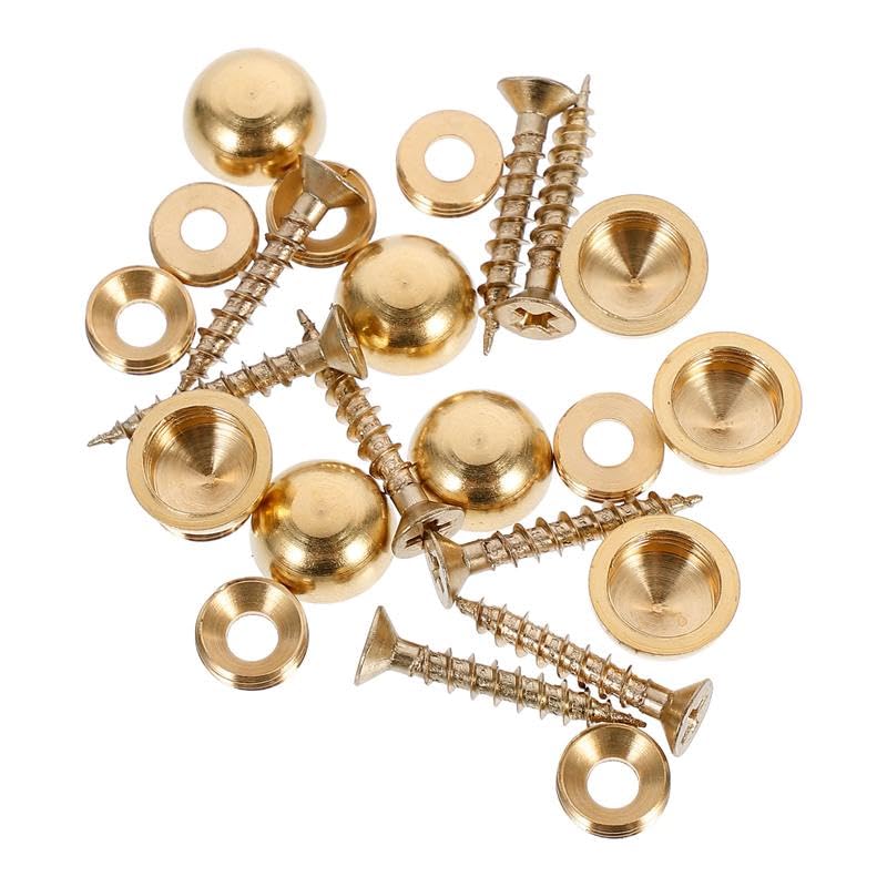 8pcs 13/15mm Copper Screw Cover Caps Mirror Glass Tea Table Flat Advertisement Fixing Screws Cover Nails Washers - (Length: 15mm)
