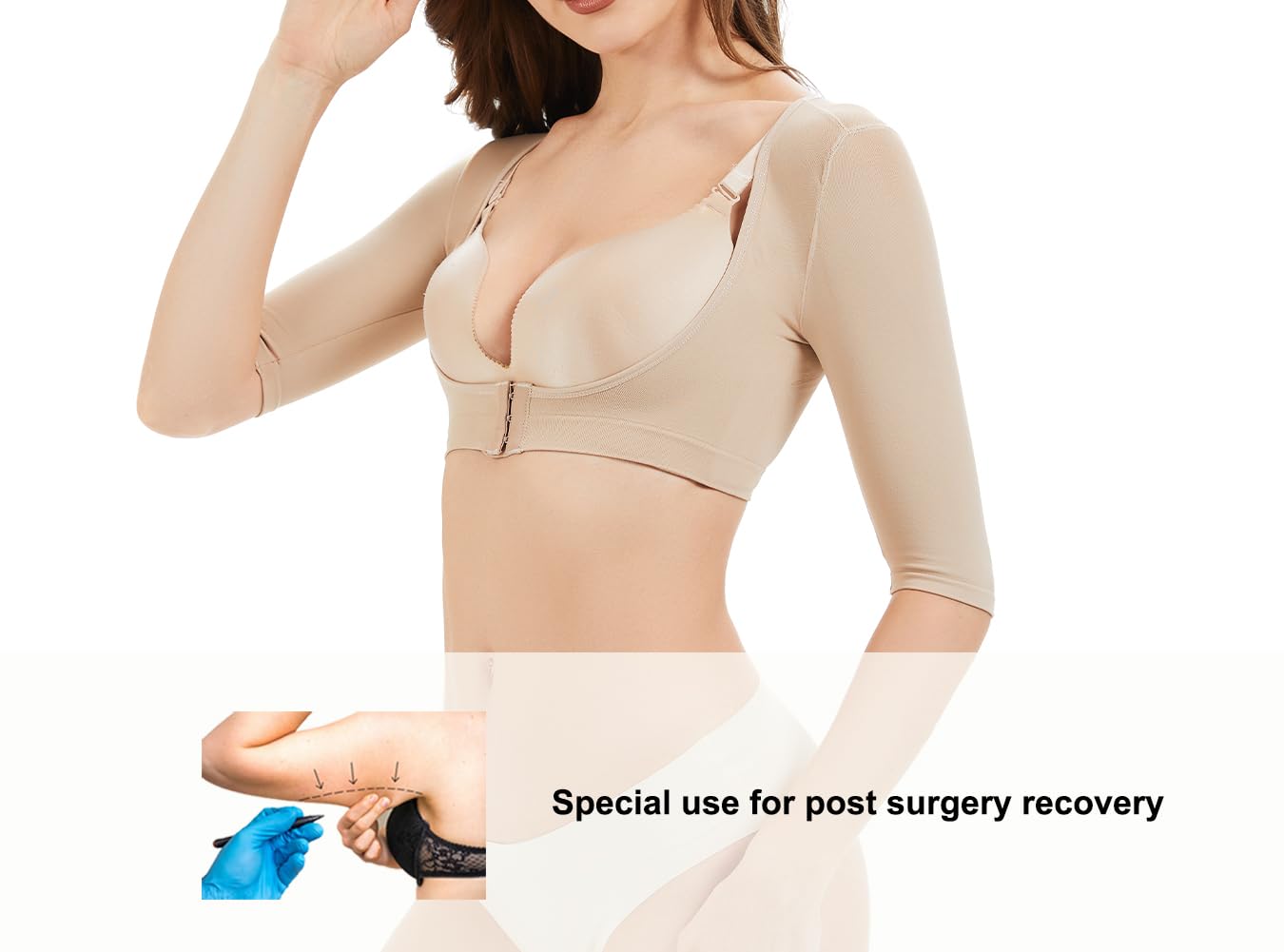 KSKshape Kształtownik ramion dla kobiet rękawy kompresyjne na ramiona pooperacyjne rękawy wyszczuplające korektor postawy topy bielizna modelująca, L