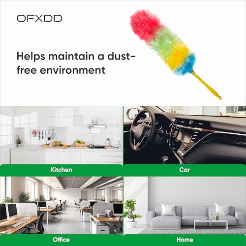 Image of Long Handle Plastic Duster Brush - Dust Feather Cleaner - Soft Multicolor Feather Duster