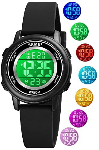 Gosasa Womens LED Digital Electrical Luminescent Silicone Outdoor Sport Waterproof Alarm Wrist Watch with Stopwatch3