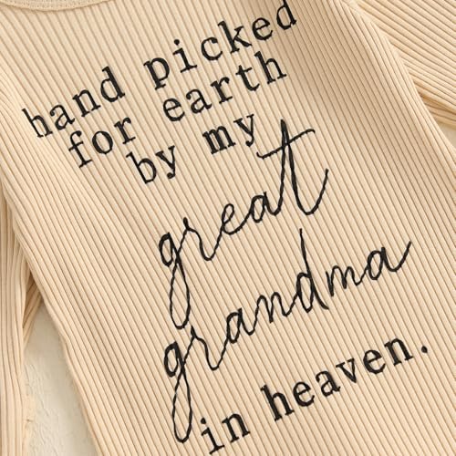 YOKJZJD Hand Picked For Earth By My Great Grandpa Grandma In Heaven Newborn Baby Boy Girl Fall Clothes Romper Jumpsuit +Hat4