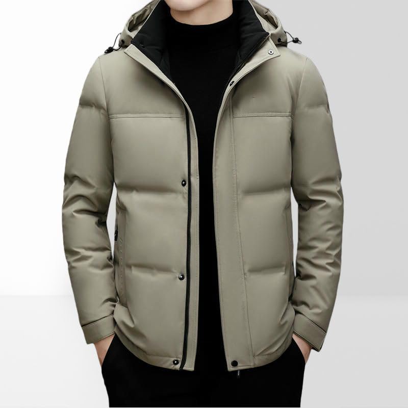 Abrigo de plumón para hombre con capucha de invierno grueso resistente al frío 5