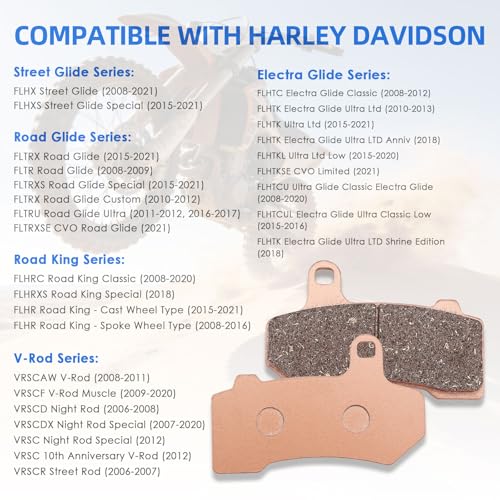 Front and Rear Brake Pads Kit for Harley