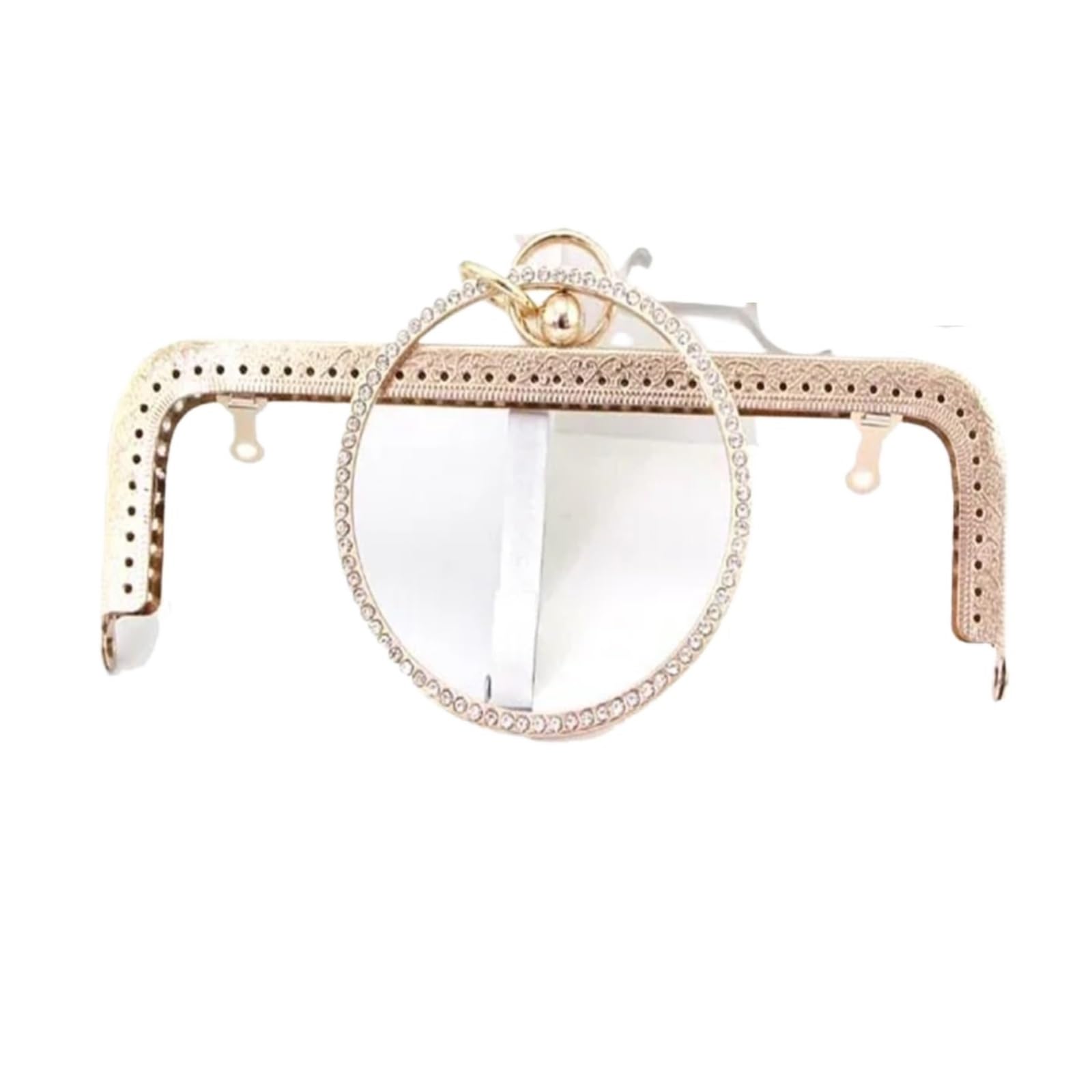 PVUVTNAHW 2pcs/lot 20cm Square Bracelet Handle Imitation Diamond Studded Metal Purse Frame DIY Handbag Accessories(Gold)