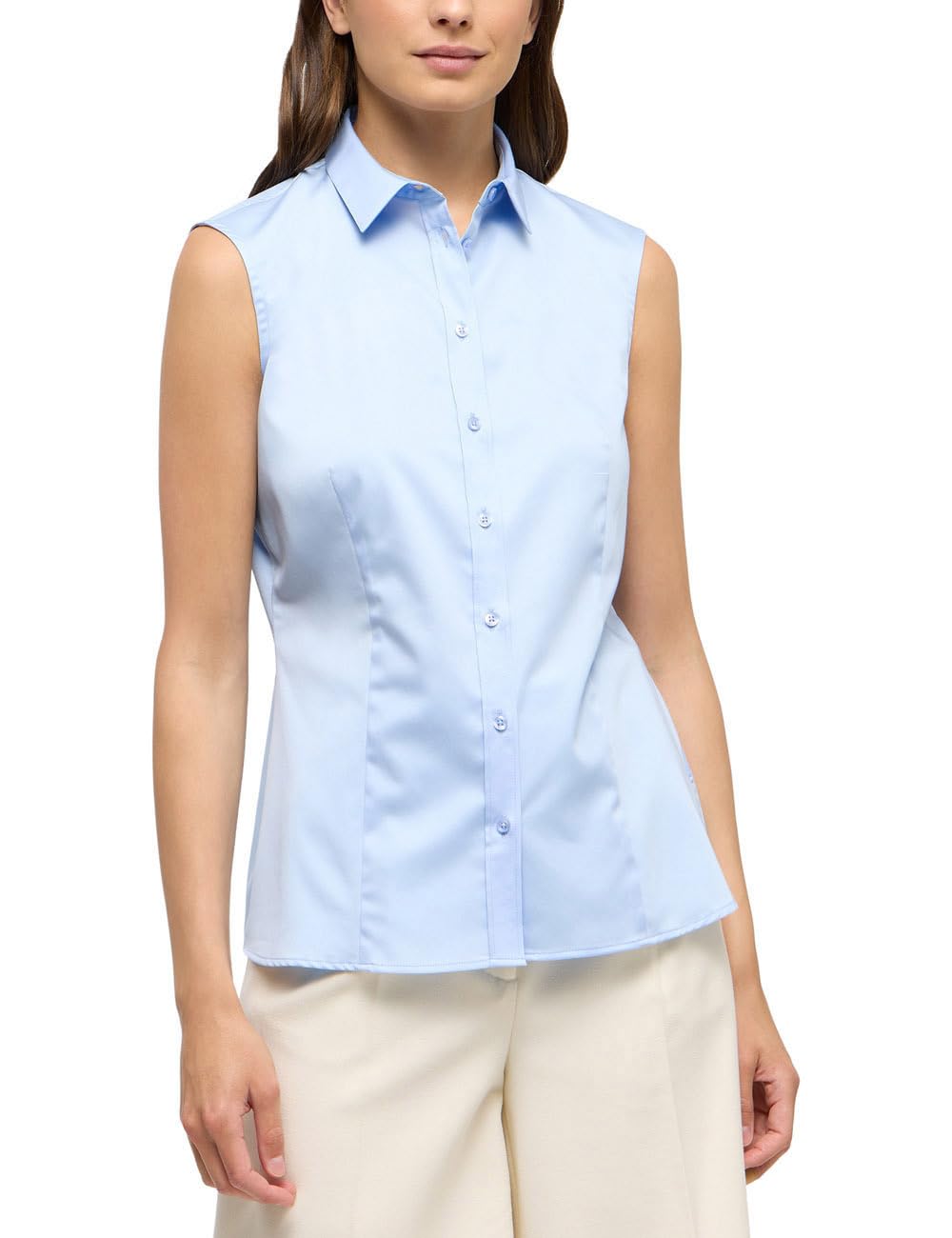 ETERNA Female Satin Shirt Bluse unifarben Regular FIT 40_D_sl, sl, hellblau