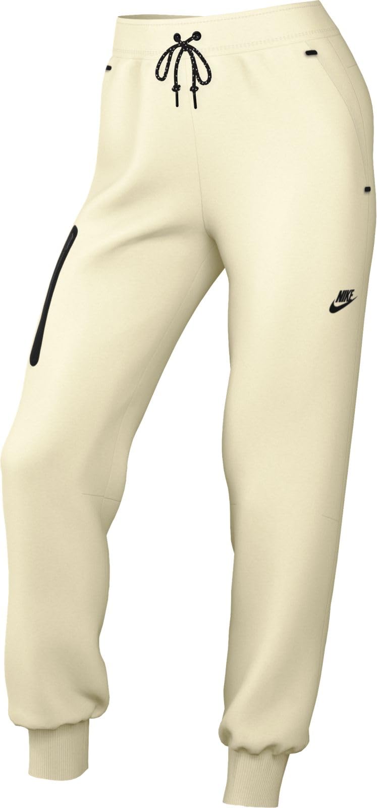 Nike Sportswear Tech Fleece Damen-Jogginghose, mittelhoher Bund, Pale Ivory/Black (HV6779-110), Größe L