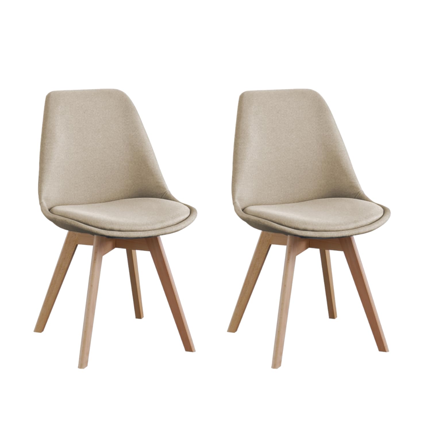SHIITO | Modelo Otto - Pack de 2 Sillas de Comedor de Estilo Nórdico | Tapizadas con Tela | 41.5 x 43 x 83 - Color Visón | Diseño Sencillo y Elegante | con Patas de Haya