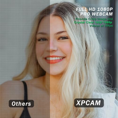 Image of XPCAM 1080P Webcam with Microphone,USB Camera for PC Computer Laptop Mac | Plug and Play USB Webcam with Tripod /Cover, Auto Light Correction, 110 FOV, Web camera for Zoom /Teams /Skype /Twitch Streaming