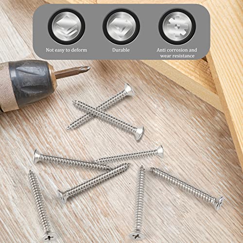 Qisheng QS-0001 100 Pcs #8X1-1/2"(1.5 Inch) Stainless Steel Phillips Flat Head Wood Screws,Stainless Steel 18-8 A2(304) Screw,Home Screw Kit thumb #6
