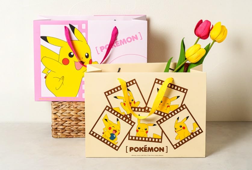 Pikachu 2Count Large Gift Bags for Birthday, Christmas, 14.1 x 10.2 x 5.5inches (Yellow2)