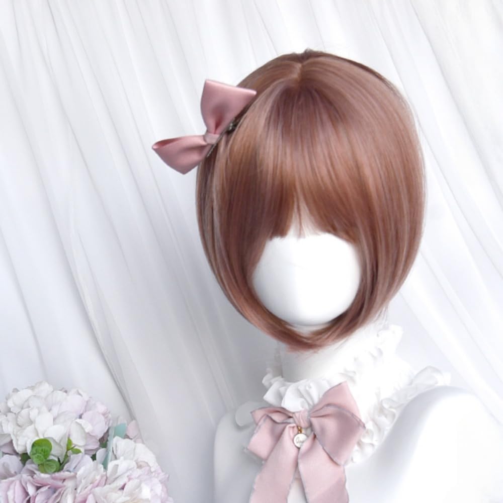 Perruque De Cosplay Courte Bob Lolita Pour Femmes Avec 2 Boucles À Pince Amovibles Petits Pains Cheveux Synthétiques Résistants À La Chaleur Pour La Fête D'halloween