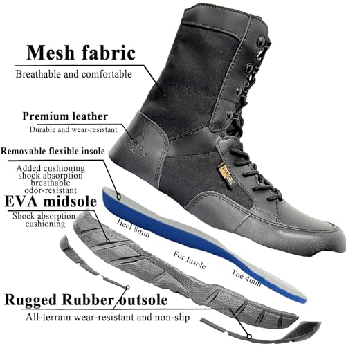 Image of Lightweight Mens Tactical Shoes Combat Boots Coyote Brown Boots Military Training Lace Up Outdoor Hiking Breathable Army Shoe Side Zipper