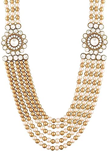 I Jewels 18k Gold Plated Indian Wedding Bollywood Dulha Moti Mala with Stone Maharaja Haar/Groom Necklace for Men (MLP33)3