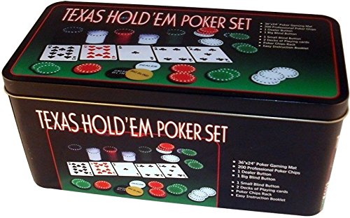 Set De Póker Texas Hold'em Con 200 Fichas, 2 Barajas, Ficha De Dealer Y Tapete – Todo En Estuche, Ideal Para Torneos Caseros