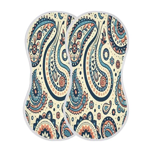 Paisley Patterns Plant Burp Cloths Cotton Baby Washcloths,Large 22x11in Burping Cloth Absorbent and Soft for Newborn Baby Boys and Girls,4 Pack2