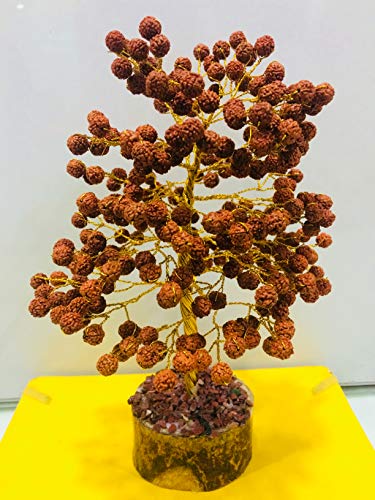 Image of ZAICUS Rudraksha Beads Money Tree Feng Shui Bonsai Golden Wire
