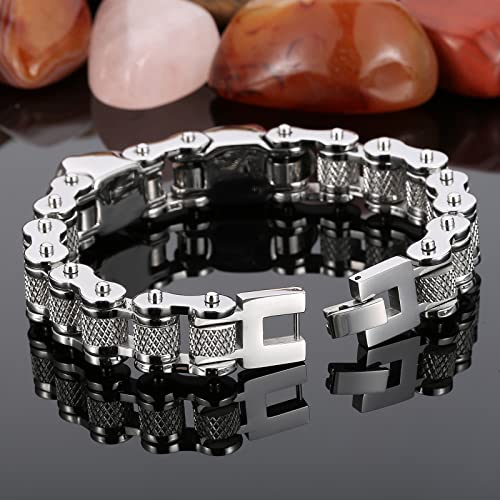 Gothic Stainless Steel Skull Bracelet for Men Charm Bicycle Motorcycle Chain Skull Mens Jewelry Punk Fashion Vintage Bracelets Gift for Him2