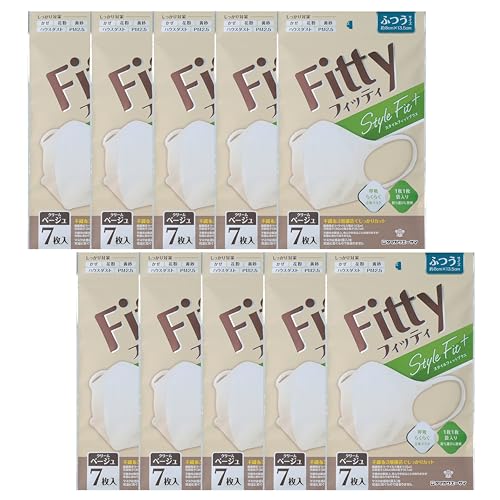 【まとめ買い】フィッティ スタイルフィットプラス 立体 クリームベージュ ふつう 7枚入 10個セット（Amazon）