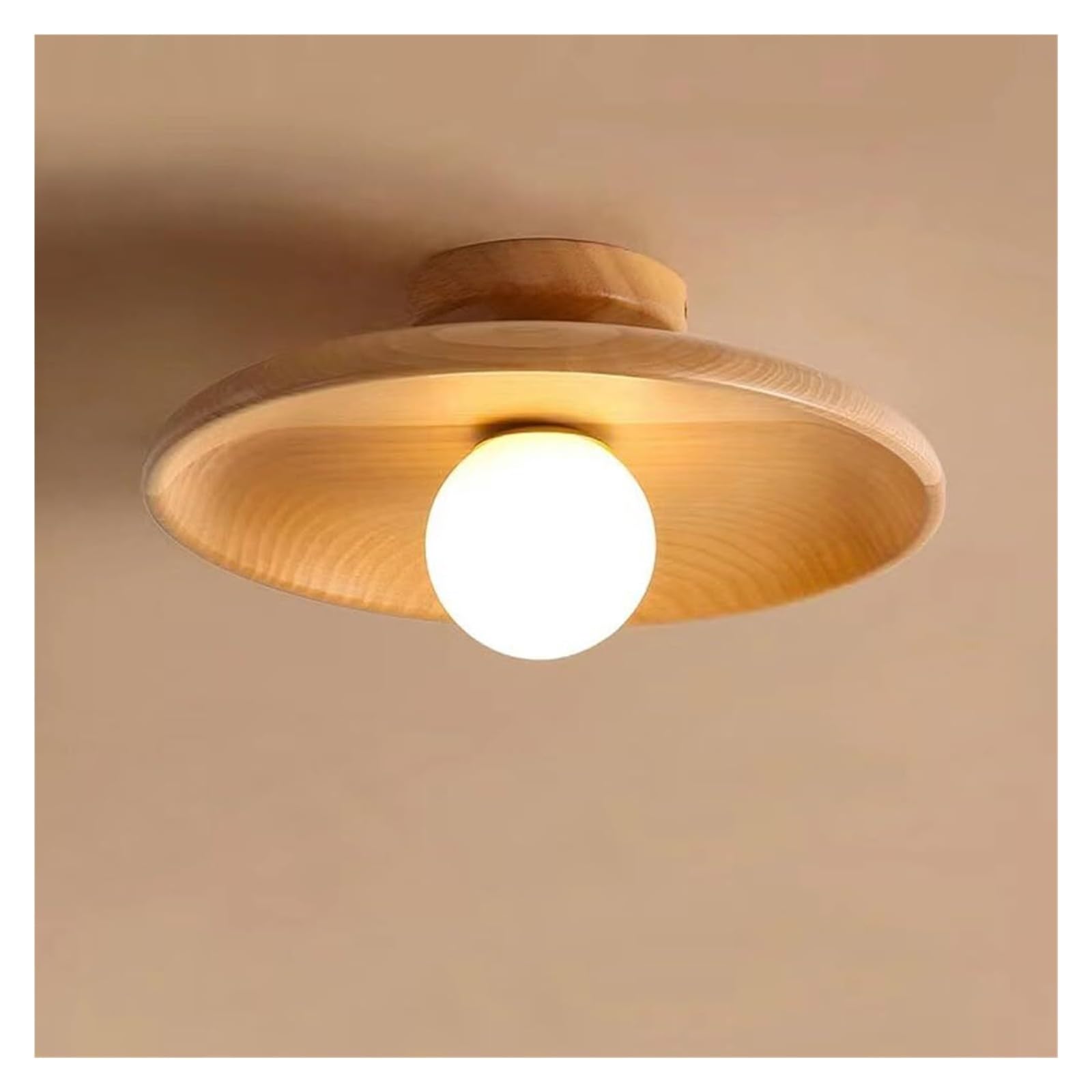 KHUKHU Farmhouse Small Hallway Ceiling Light Log Walnut Wood Rustic Semi Flush Mount Ceiling Light Mid Century Modern Light Fixture for Kitchen Hallway Porch Entryway Foyer Laundry Room(Wood)
