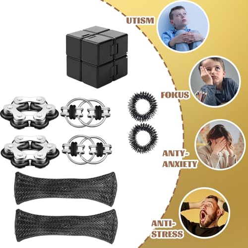 Fidget Cube, 10 teiliges Anti Stress Spielzeug Set für Erwachsene and Kinder, Spielzeug zur Entspannung, Förderung der Konzentration, Für Schule, Büro, Reise, Jederzeit Entspannen