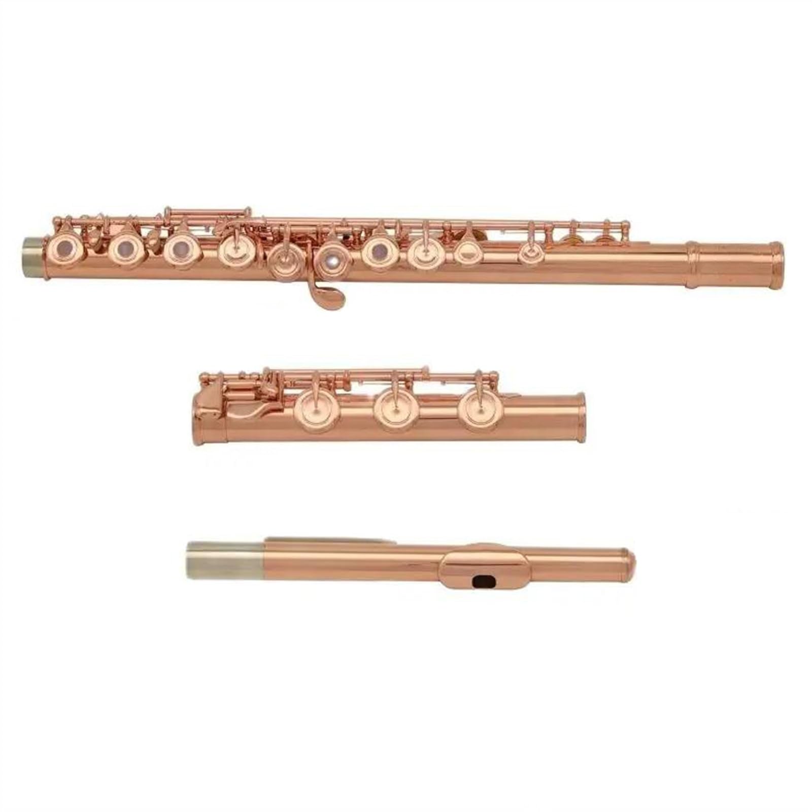Flûte Française Plaquée Or Rose, 17 Touches, Trou Ouvert, Ton C, Pied B, Avec Boîte Flûte Traversière Kit