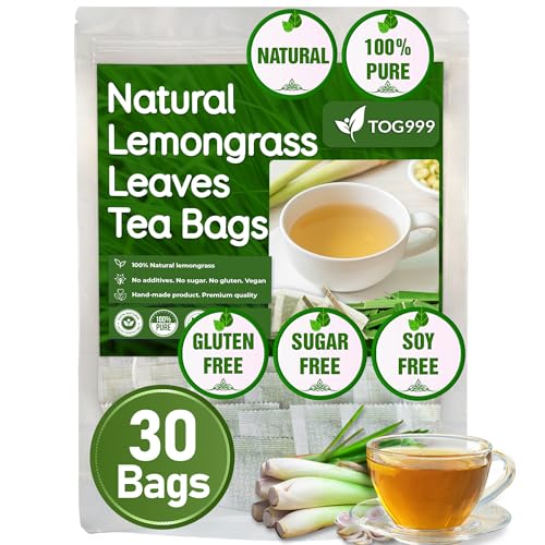 Image of TOG999, Premium Tea Bags, 100% Natural & Pure. Naturally Caffeine-Free. No Sugar, No Gluten, Vegan. (30 Bags, Lemongrass)