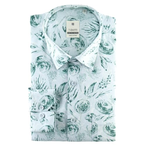 Image of 7-DAYS Men's Premium Formal Printed Shirt - 100% Cotton, Regular Fit, Full Sleeves, with Pocket - Stylish for Special Occasions.
