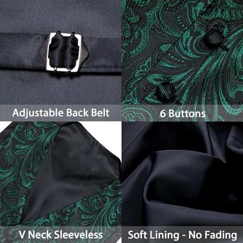 Image of Barry.Wang Men's Suit Vest Formal /Leisure Paisley Jacquard Silk Tie Pocket Square Waistcoat Set Wedding 5PCS