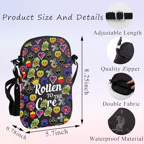Image of PLITI Villain Movie Inspired Gift Villain Club Gift Rotten To The Core Villain Crossbody Bag For Fans (Rotten Core ZCbagbl)