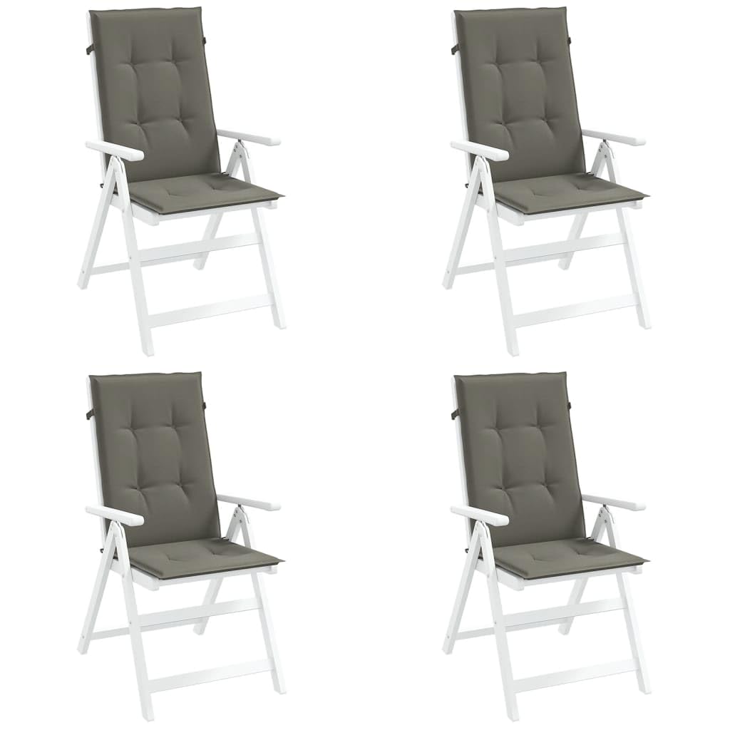 4er Set Hochlehner-Auflagen Gartenstuhl-Auflagen 120x50x4 cm Dunkelgrau Melange Sitzkissen für Gartenstühle und Hochlehner aus strapazierfähigem Stoff Stuhlkissen mit Haltebändern