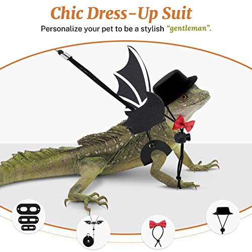 Vavopaw bearded dragon lizard leash harness (s/m/l 3 pack), adjustable leash bat wings costume accessories with hat & bow tie collar for lizard reptile, gecko, iguanas, amphibians & small animals 4 Vavopaw bearded dragon lizard leash harness (s/m/l 3 pack), adjustable leash bat wings costume accessories with hat & bow tie collar for lizard reptile, gecko, iguanas, amphibians & small animals - image 5