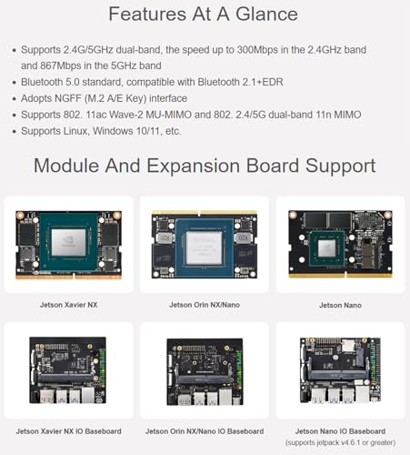 Tarjeta inalámbrica RTL8822CE con doble banda 2.4G/5GHz y Bluetooth 5.0, núcleo RTL8822CE-CG, alta velocidad y baja latencia para Jetson Xavier NX, Jetson Orin NX y Jetson Orin Nano miniatura 4