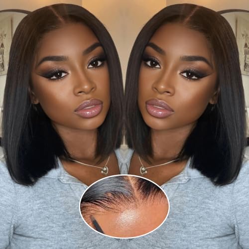 Bob wig human hair 14 inch glueless wig with 9x6 lace front