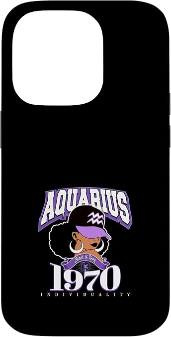 Aquarius 1970 Afro Queen Zodiac Birthday Gifts Case for iPhone 14 Pro