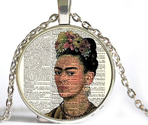 Preisvergleich Produktbild Frida Kahlo Halskette mit Kunstdruck, Hochformat, Wörterbuchseite