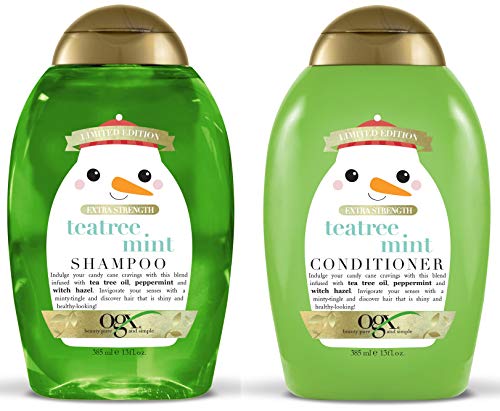 OGX Haircare - Limited Edition Holiday Collection - Teatree Mint - Shampoo & Conditioner Set - Net Wt. 13 FL OZ (385 mL) Per Bottle - One Set