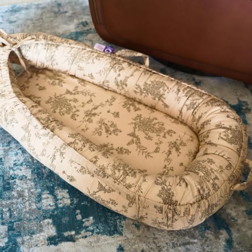 Image of Infant Lounger, Baby Nest Cover for Baby Girls & Boys, Newborn Essentials for Baby 0-12 Months, 100% Cotton Breathable (Poem Muslin)