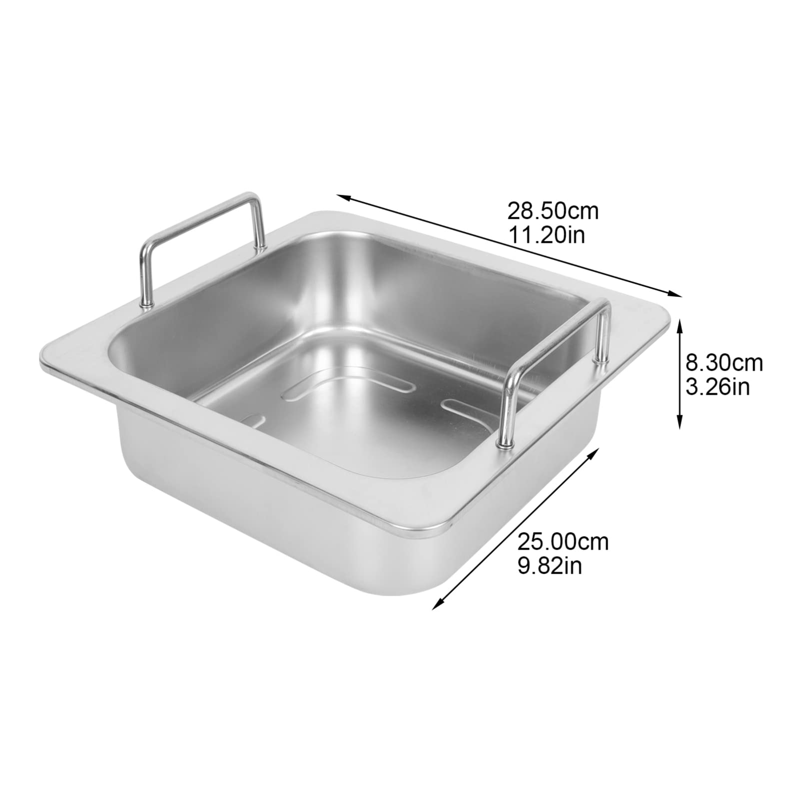 Edelstahl Heißtopf 29cm Quadratisch Silber, für Kochfeld | Spülmaschinengeeignet, Haushaltsformat, Zwei Henkel, Kompakte Form für Küche