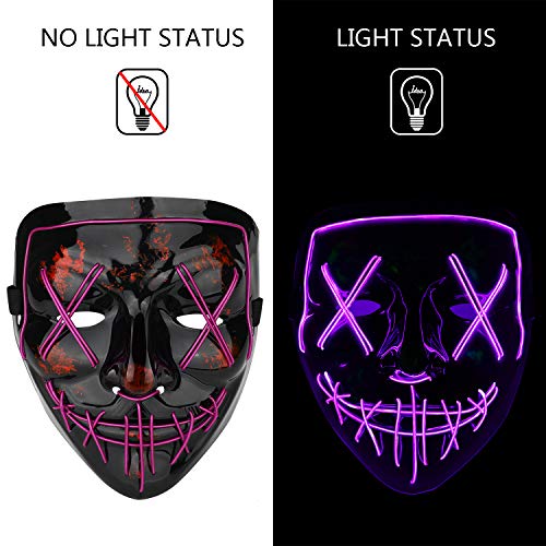 image for Poptrend Halloween Mask LED Light up Masks for Festival Cosplay Hallow