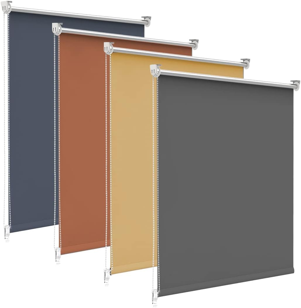 bobodeco Verdunklungsrollo ohne Bohren & mit Bohren, Verdunkelungsrollo Klemmfix, Dunkelgrau B70x H140cm (Stoffbreite 70cm), Thermorollo Sichtschutz und Sonnenchutz, Rollos für Fenster & Tür