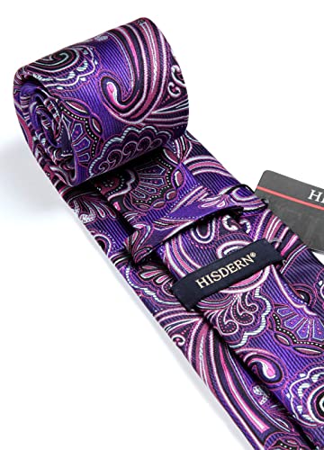 Image of HISDERN Ties for Men Paisley Tie and Pocket Square Woven Classic Floral Mens Ties Handkerchief Set Wedding Party Necktie