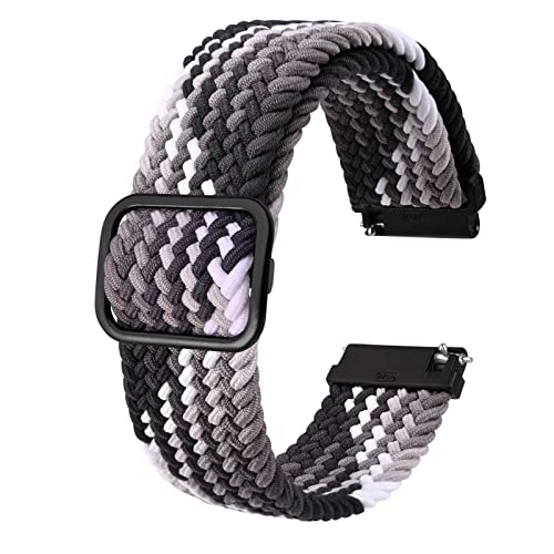 BISONSTRAP Cinturino in Nylon 20mm, Cinturini Regolabili Intrecciati per Uomo e Donna, Nero Sfumato con Fibbia Nera