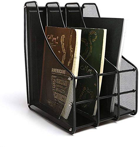 Varahry Metal Mesh Magazine Case Holder Stand File Rack Document Holder Desk Shelf Organizer (3 Magazine CASE)