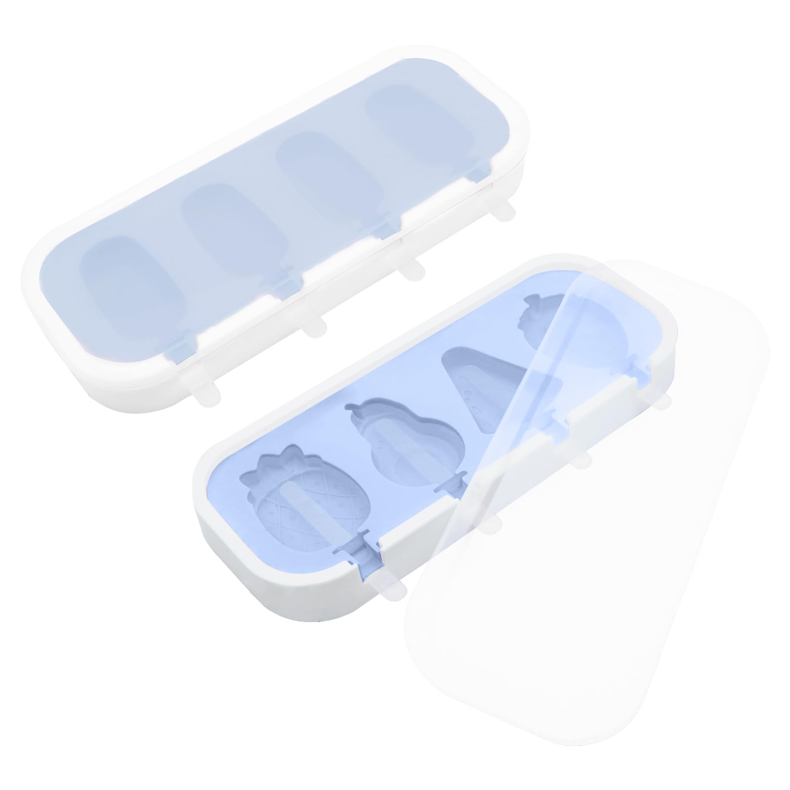 TopHomer Eisformen Silikon, 2 Stück Wiederverwendbares Eis am Stiel Formen Set, BPA-frei Popsicle Molds Set, DIY Eiscreme form/Ice Lolly Ice Pop Mould mit 8 Plastikstangen (Blau)