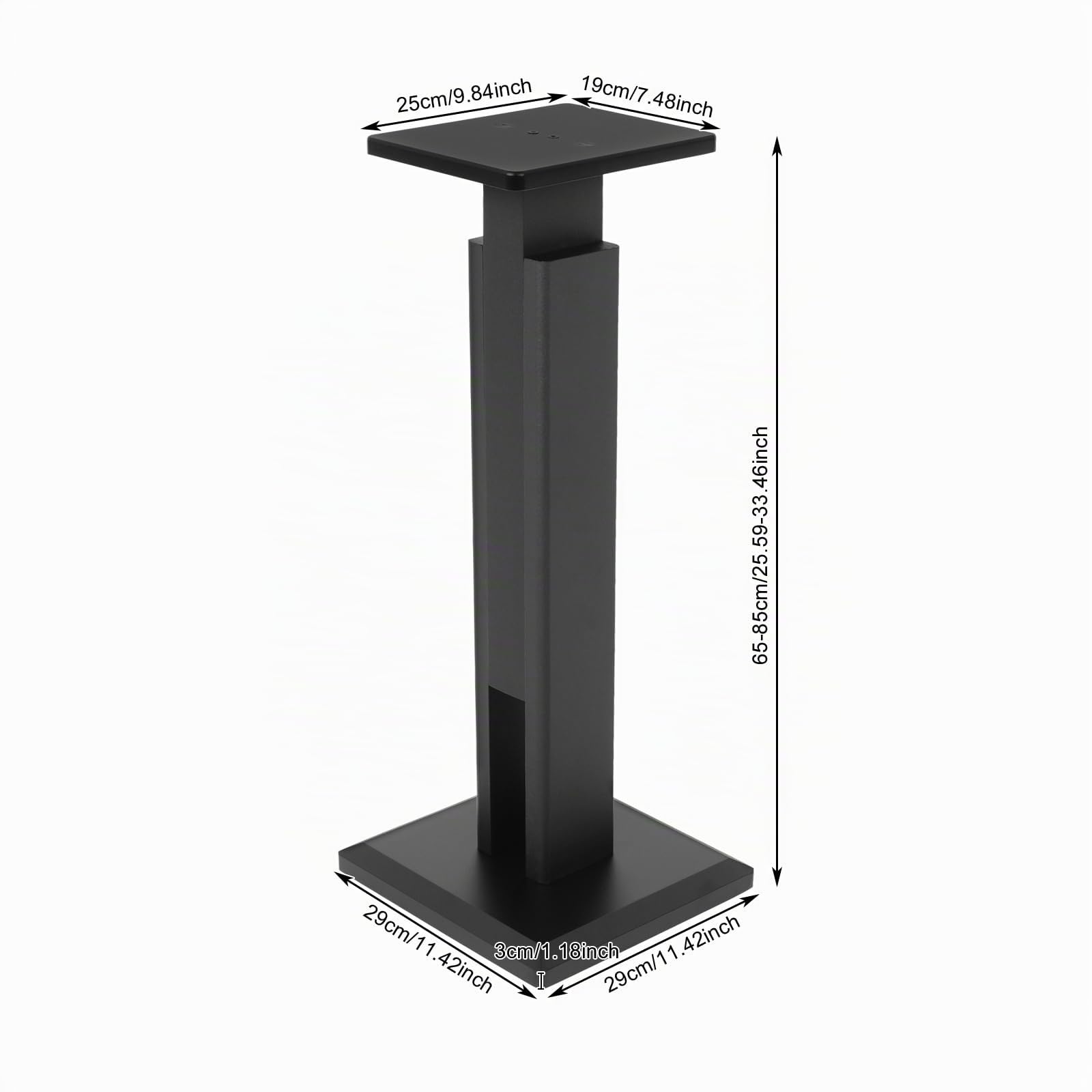 2er-Set Lautsprecherständer, Ständer für Lautsprecher und Boxen, Ausziehbar, Lautsprechers Bodenständer, HiFi Rack, Höhenverstellbar für Satelliten, Universal Boxenständer bis 30 kg (Schwarz)