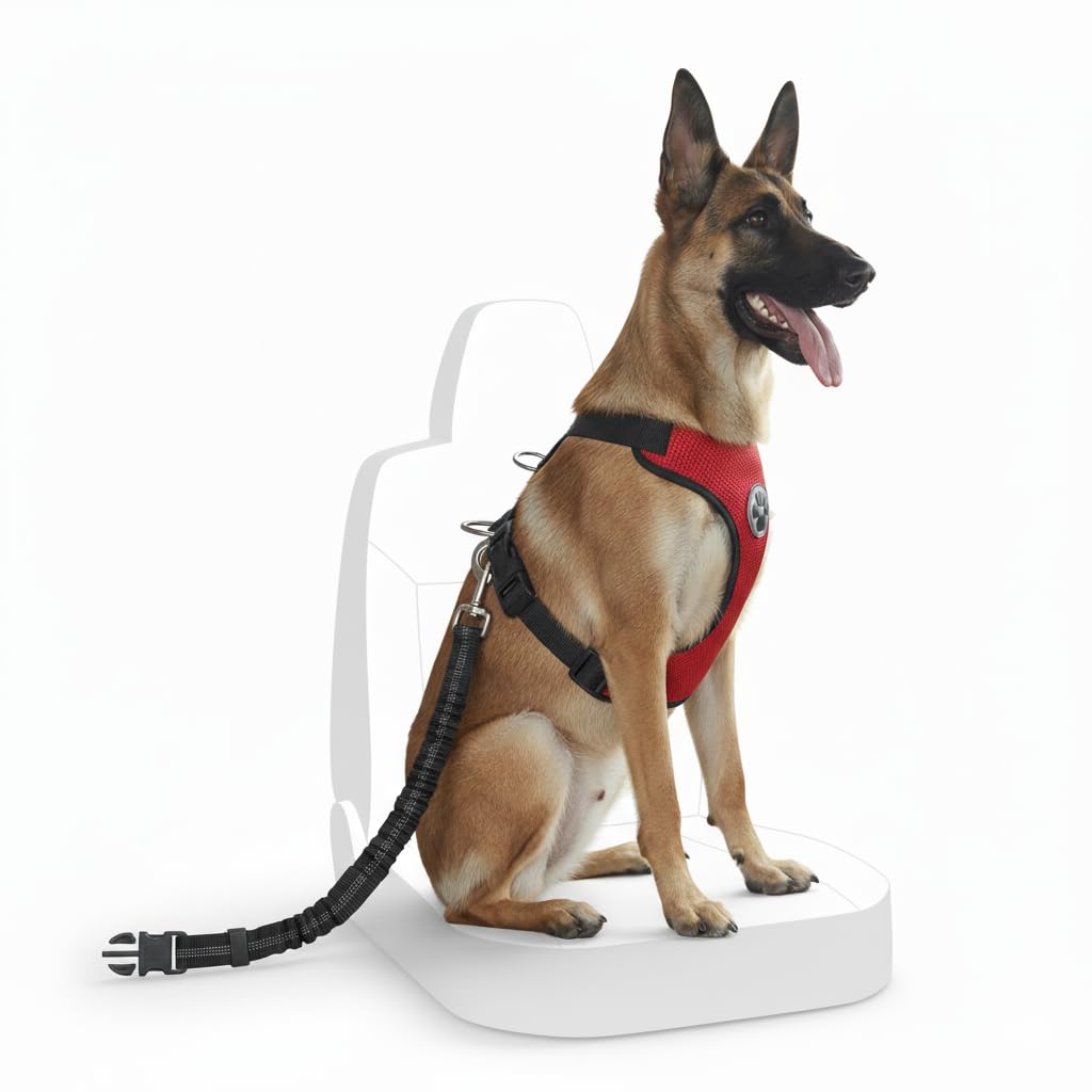 Medium Dog Harness, Chest Harness Anti-Theft Reflective Lines, Anti-Pull Harness, Car Dog Harness Approved, Dog Harness Belt Included, Adjustable Padded Vest, Vest for Dogs
