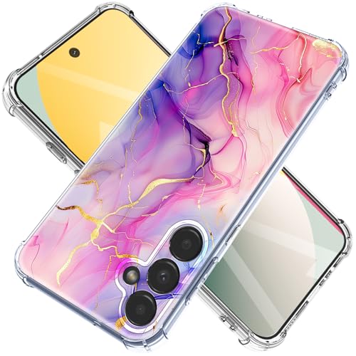 EMUYGIU for Samsung Galaxy A14 Case Marble [Buffertech 6.7ft Military-Grade Drop Protection] [Anti Peel Off Tech] Clear TPU Bumper 5G Phone Case Cover Design (Pink Gold) - image 1