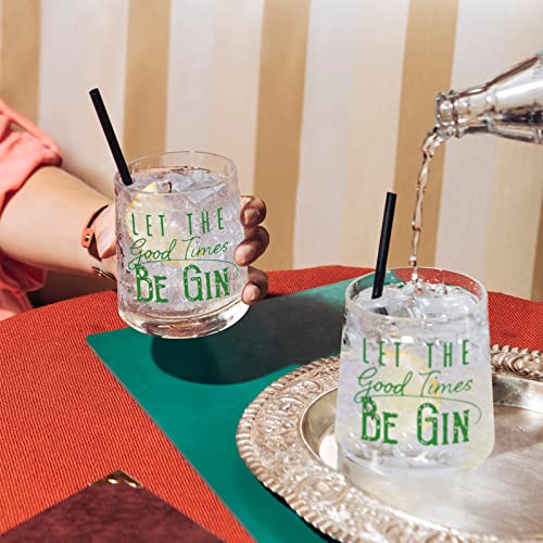 Let The Good Times Be Gin - Gin Glasses - Funny Lowball Glasses - Drinkers Gifts For Men Women - Liquor Glasses - Bar Gifts For Men - Rocks Glasses - Cocktail Glasses - 9 Oz Gin And Tonic Glasses #TOP4
