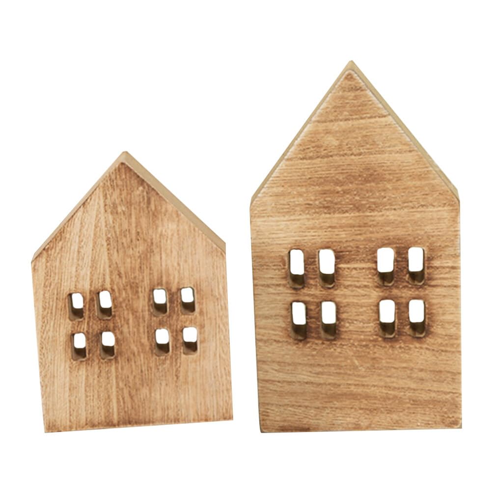 Abaodam Tabletop Decorative Houses Mini Houses Slice Props for Christmas and Home Decor